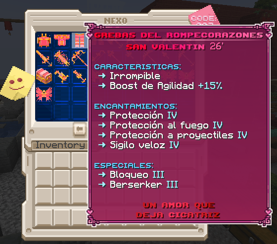Tooltip de un set de equipo custom con encantamientos y bonificaciones especiales